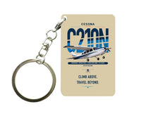 Thumbnail for Cessna T210N Centurion design on beige designed key chain, double-side print
