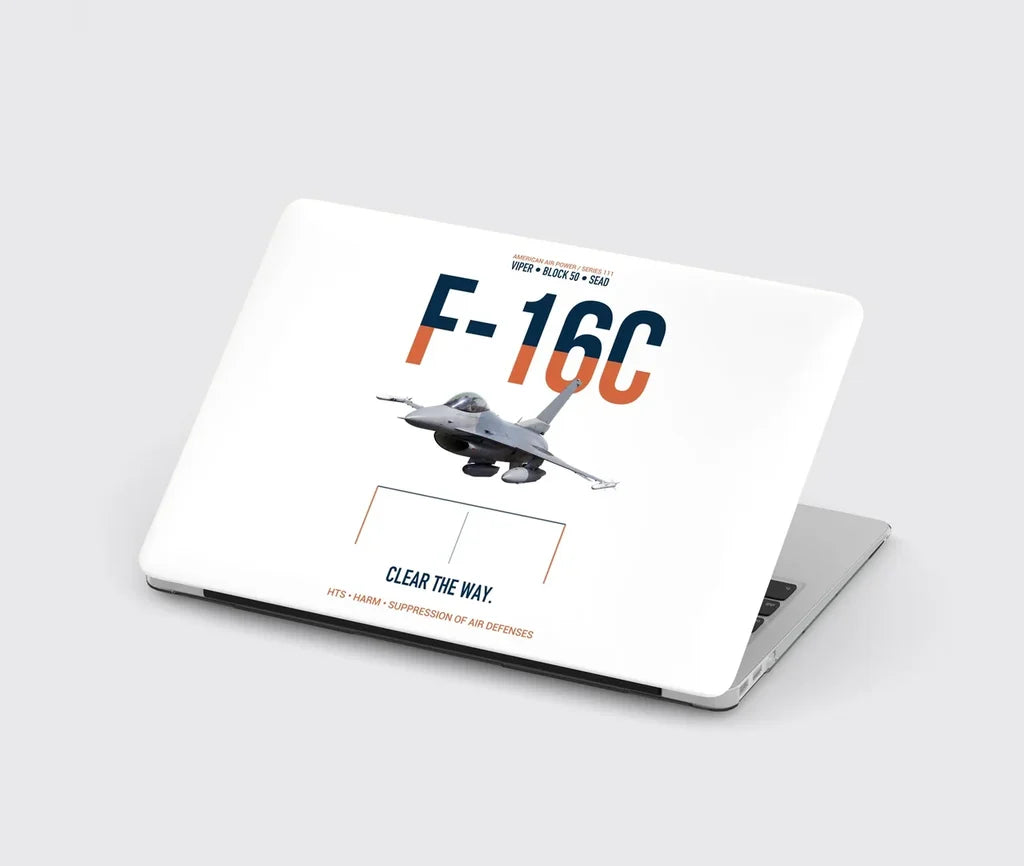 F-16C Block 50 Clear The Way design on white MacBook case