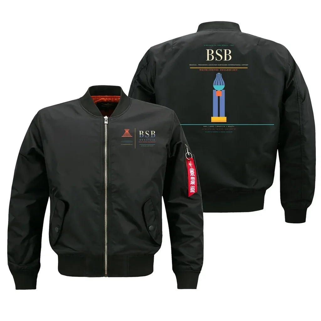 Brasilia (BSB) design on black bomber jacket
