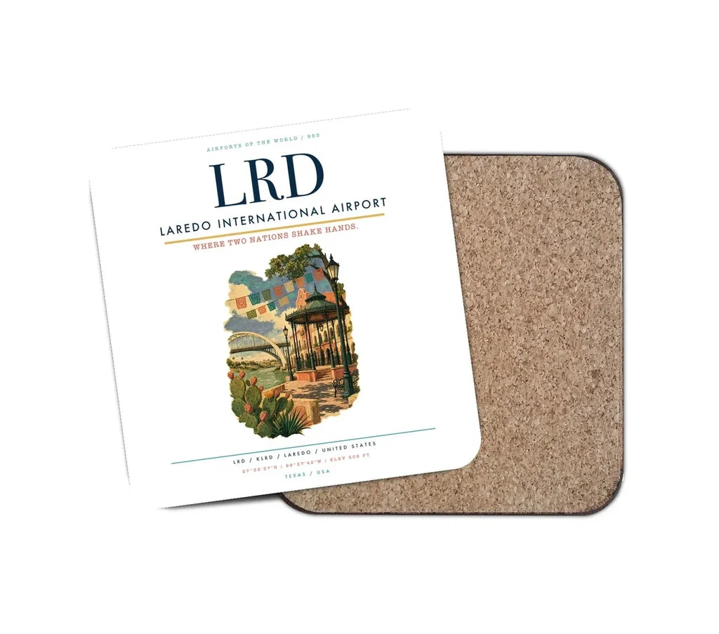 Laredo International Airport (LRD) design on white 1 piece coaster