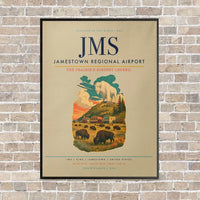 Thumbnail for Jamestown Regional Airport JMS vertical canvas print - framed - beige background