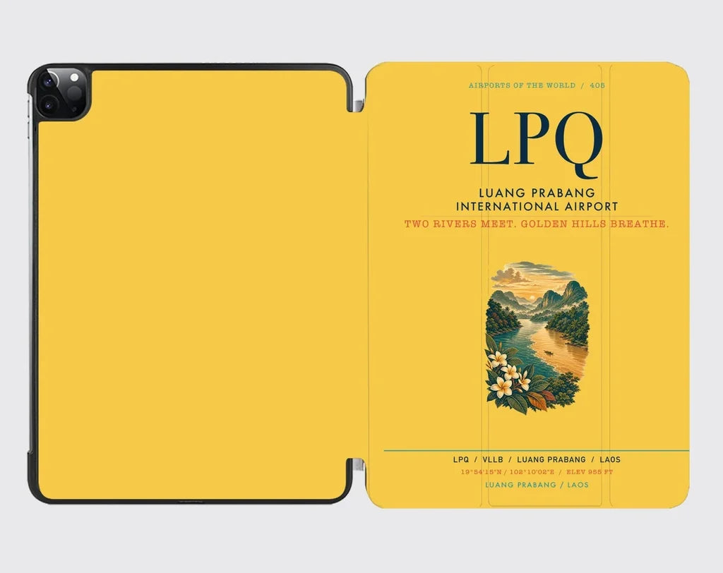 Luang Prabang International Airport (LPQ) design on yellow ipad tablet case