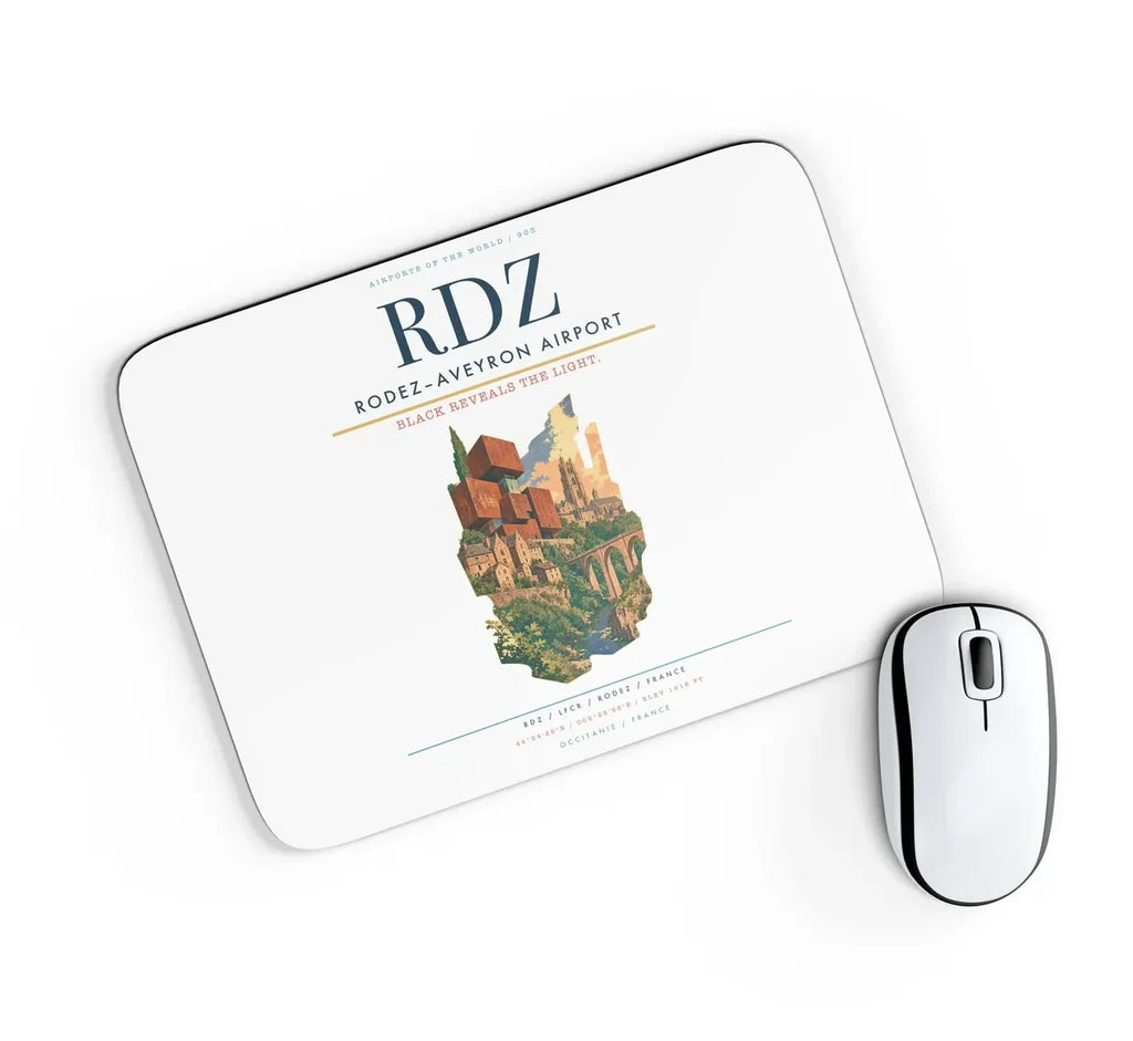 Rodez–Aveyron Airport (RDZ) design on white rectangle mouse pad