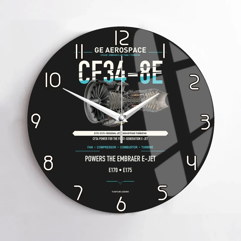CF34-8E design on black no frame wall clock
