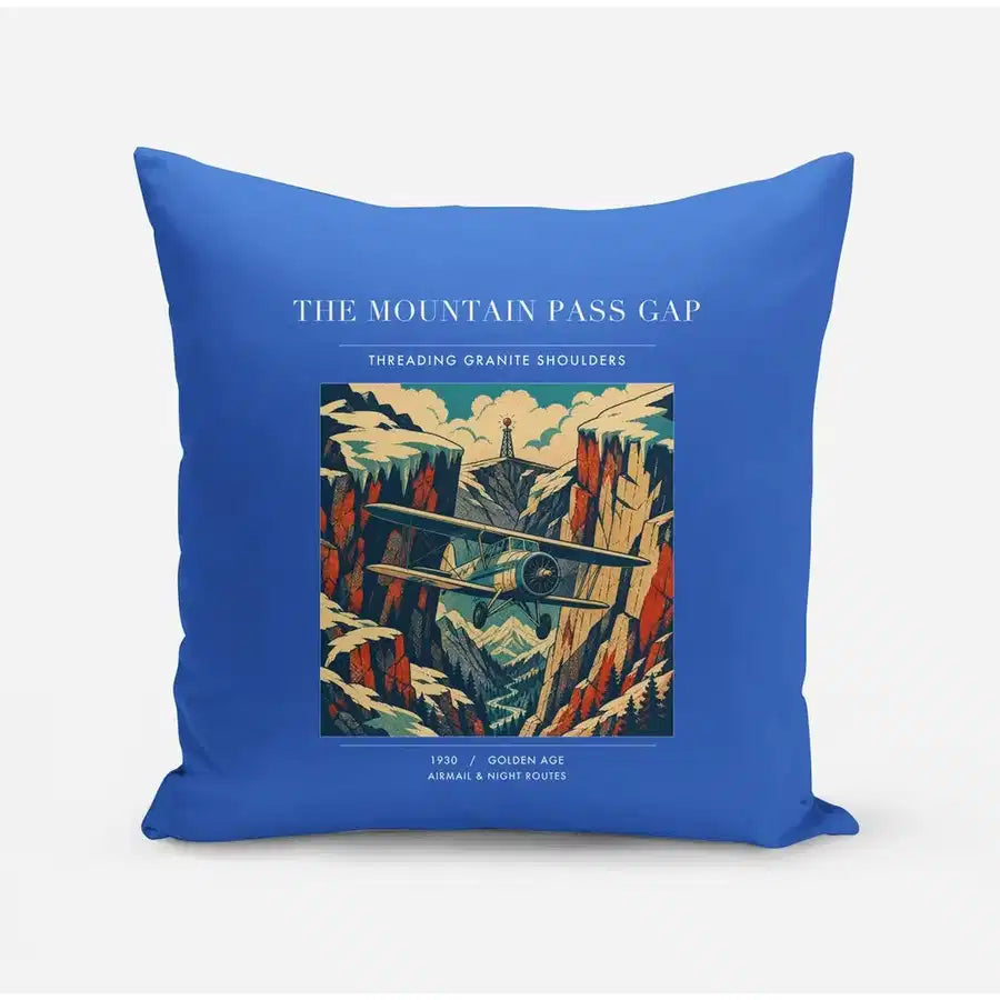 VINTAGE G4253 - The Mountain Pass Gap - Designed Pillows design on blue