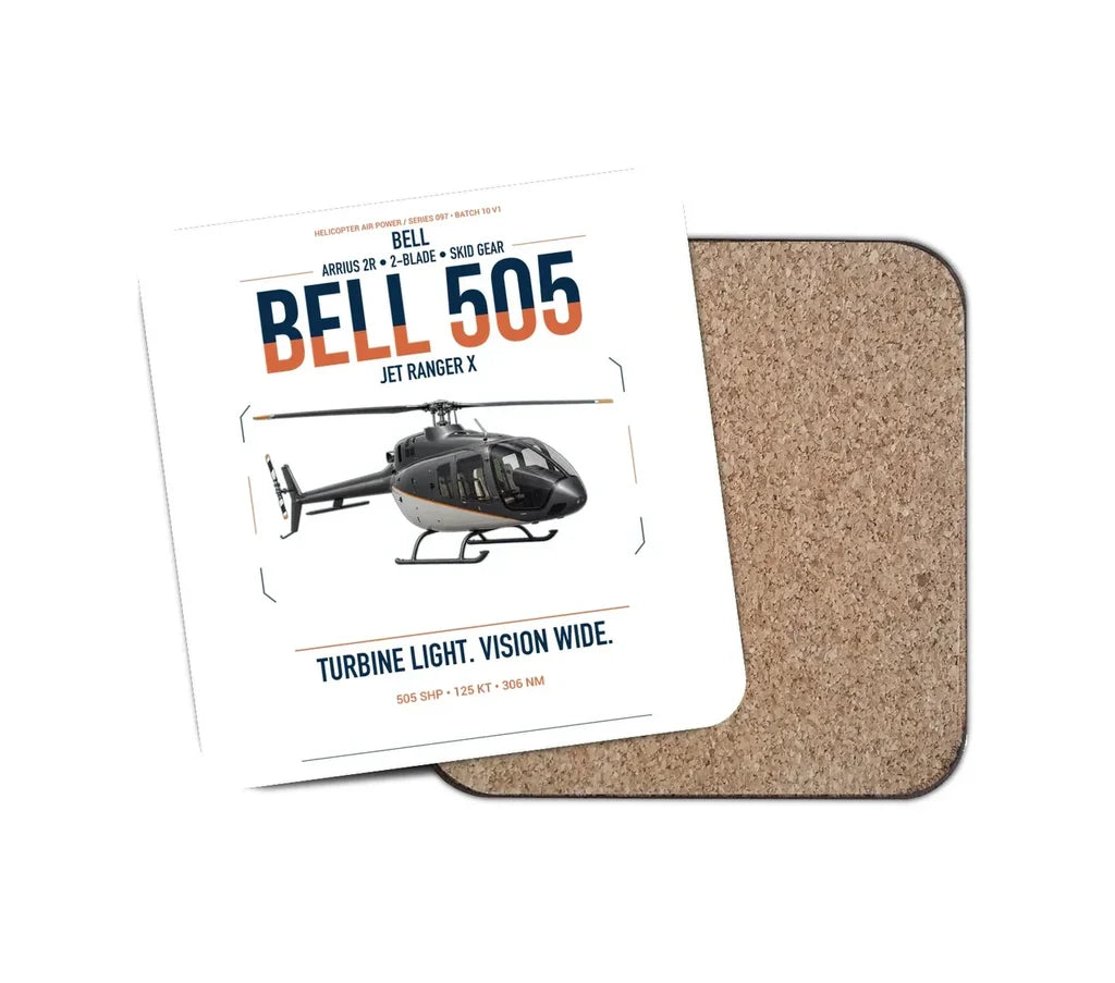 Bell 505 Jet Ranger X design on white 1 piece coaster