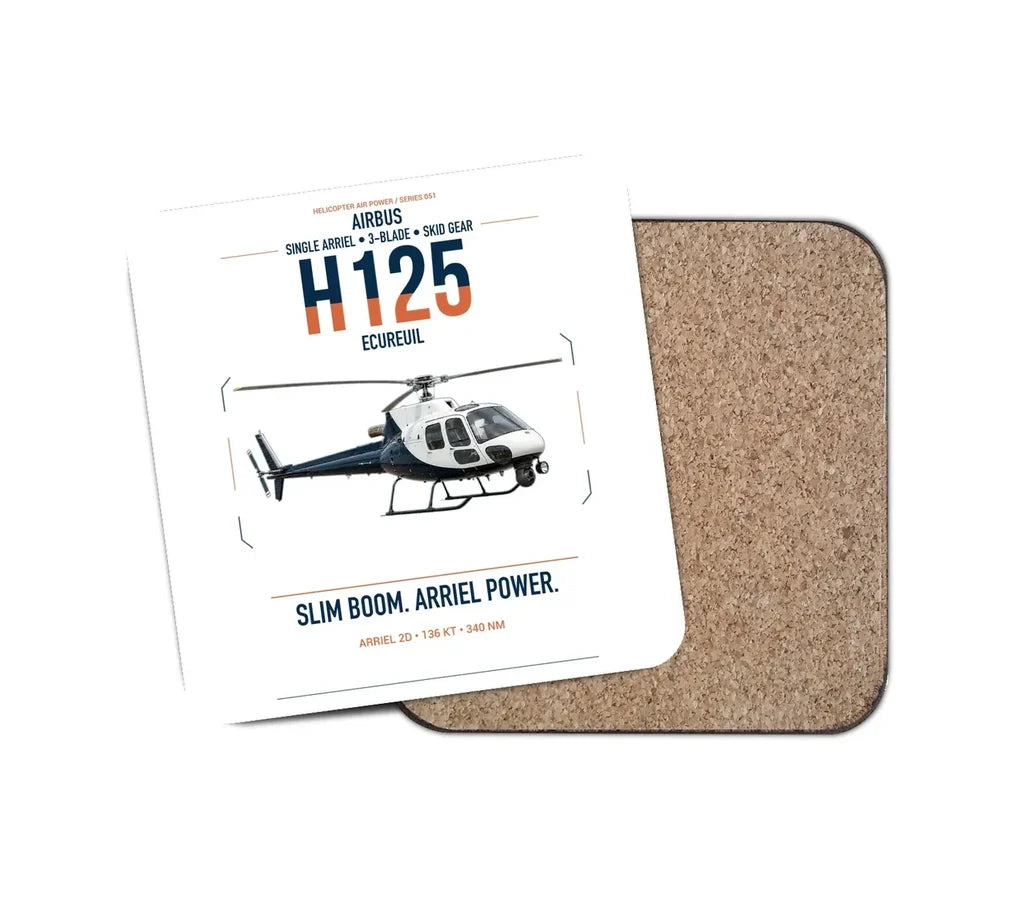 Airbus H125 design on white 1 piece coaster