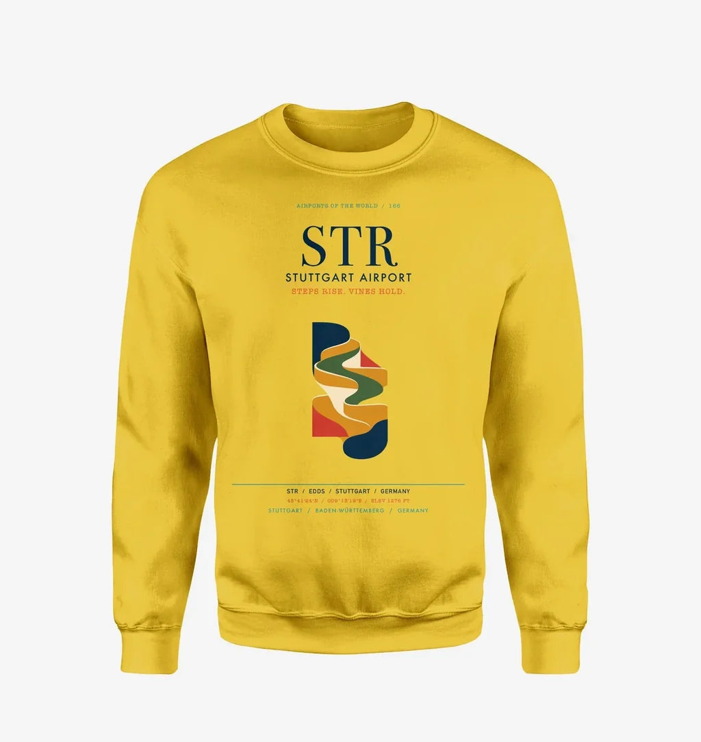 Stuttgart Airport (STR) design on yellow sweatshirt