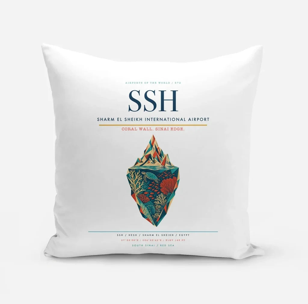 Sharm El Sheikh International Airport (SSH) design on white pillow
