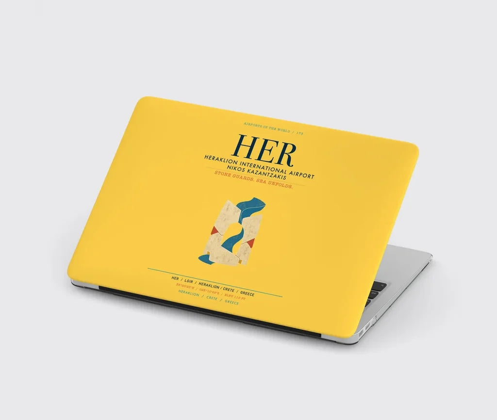 Heraklion International Airport Nikos Kazantzakis (HER) design on yellow MacBook case
