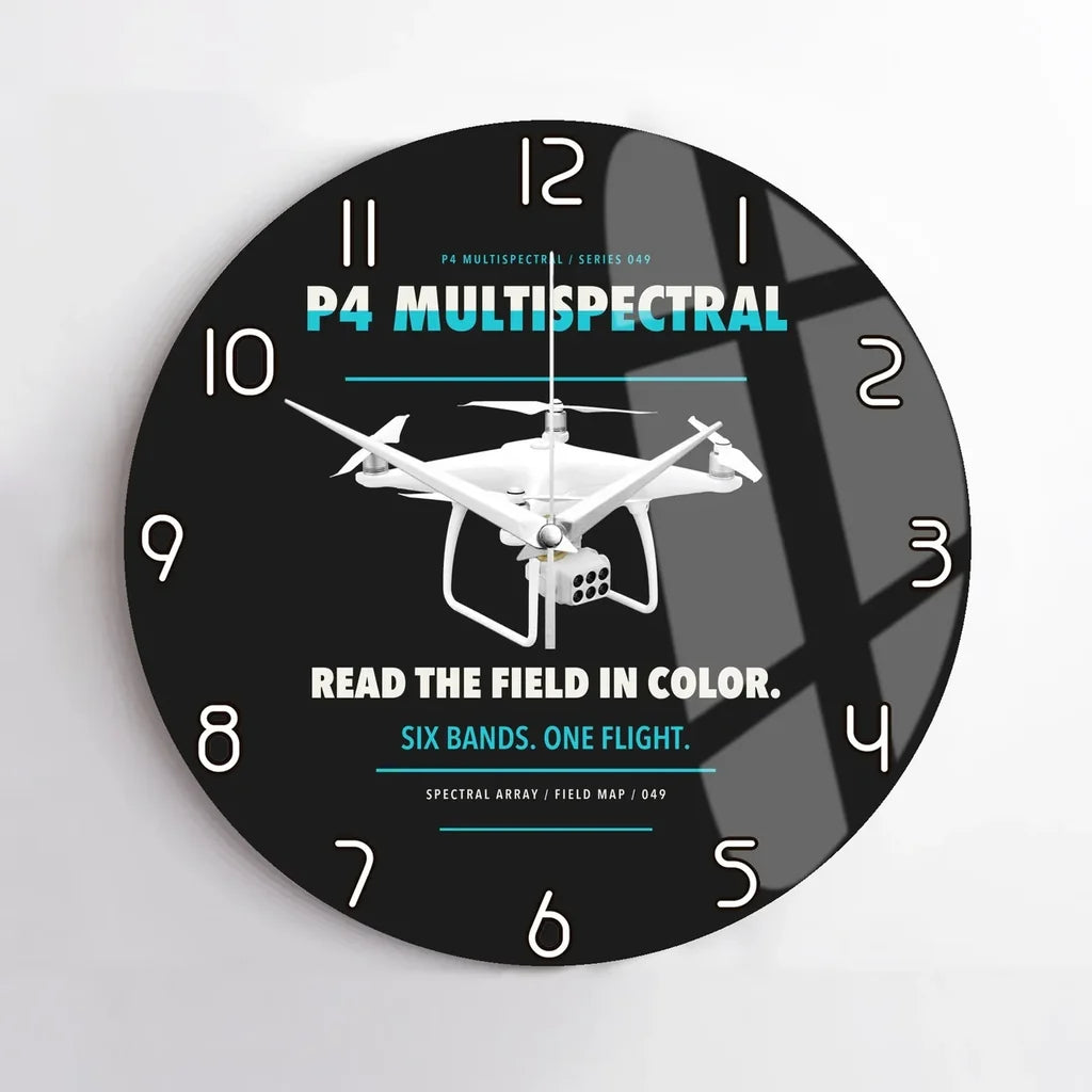 DJI P4 Multispectral design on black no frame wall clock