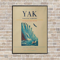 Thumbnail for Yakutat Airport YAK vertical canvas print - framed - beige background