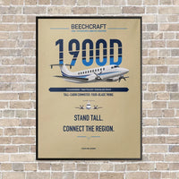 Thumbnail for Beechcraft 1900D vertical canvas print - framed - beige background