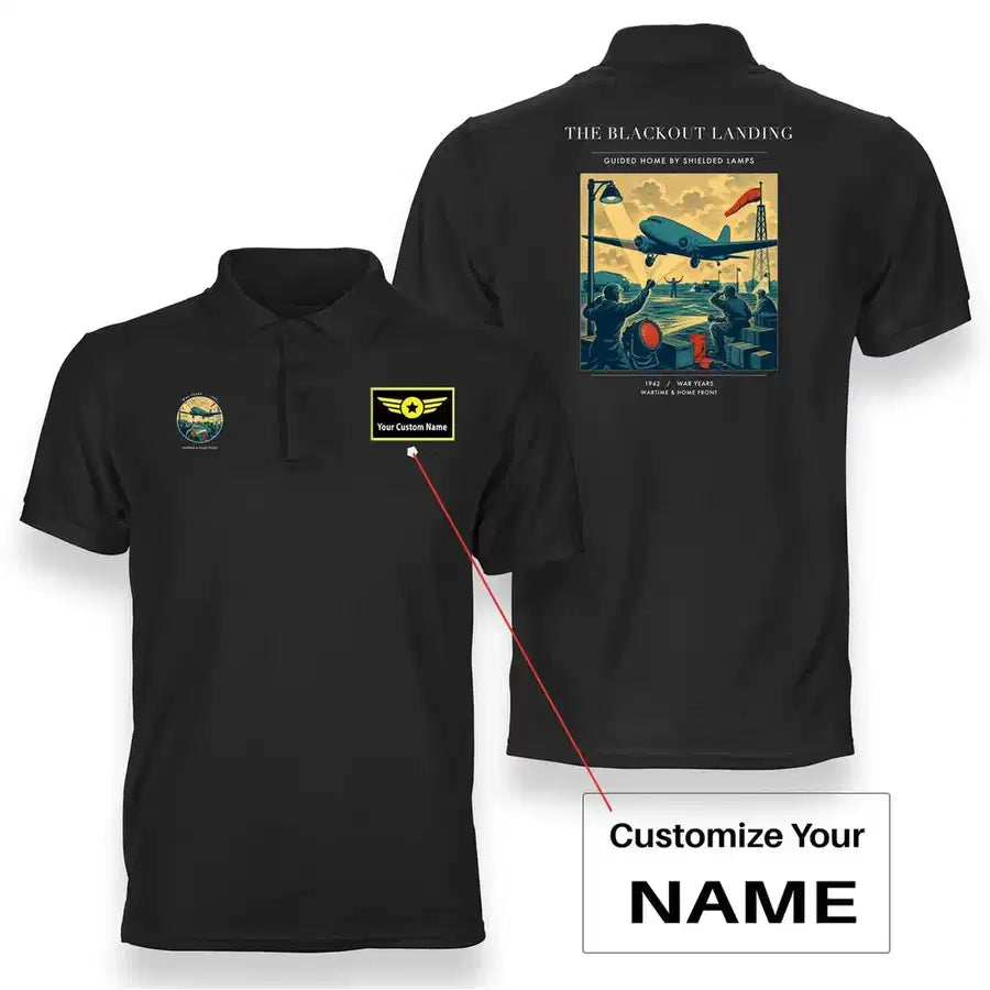 VINTAGE G4501 - The Blackout Landing - Double-Side Polo T-Shirt design on black+name