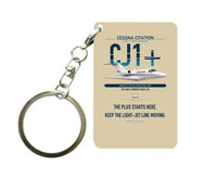 Thumbnail for Cessna Citation CJ1+ design on beige designed key chain, double-side print