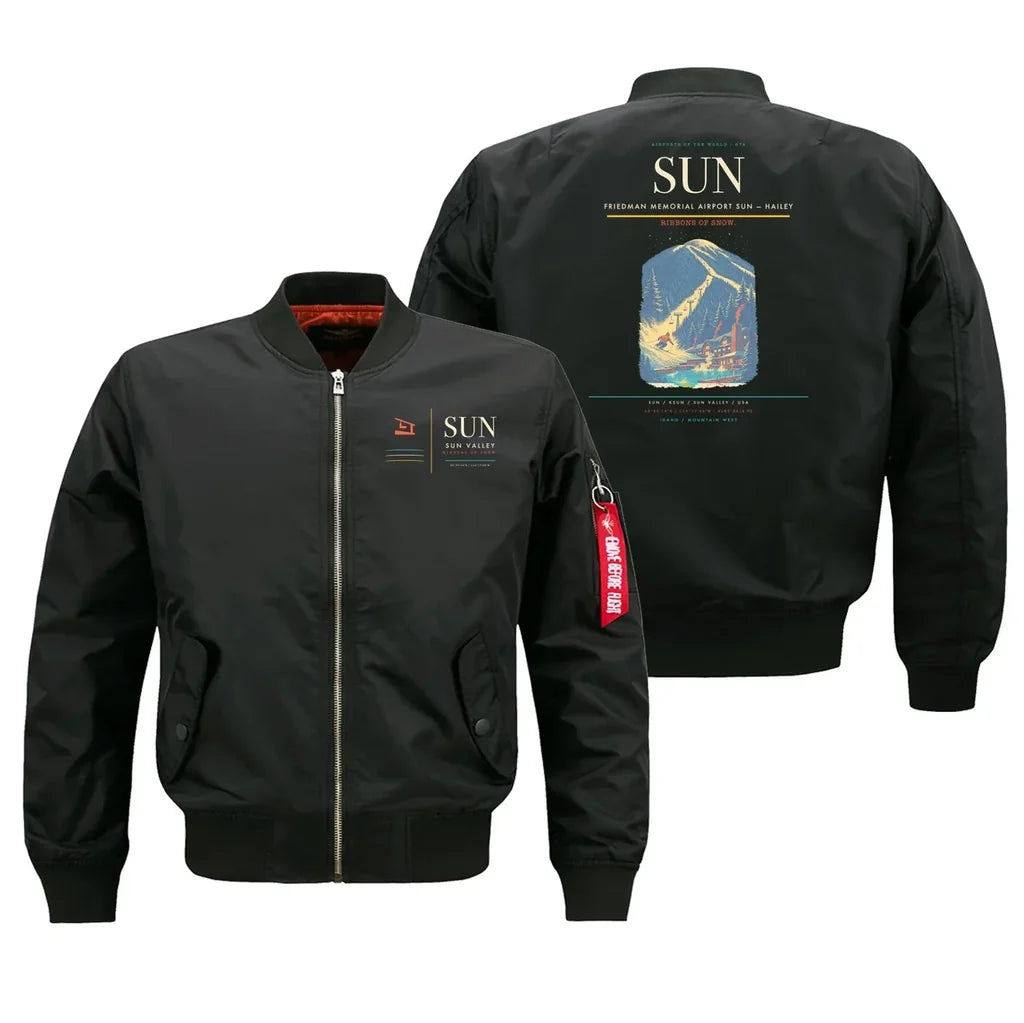 Friedman Memorial Airport (SUN) design on black bomber jacket