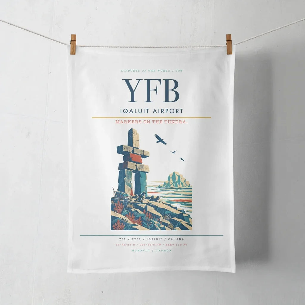 Iqaluit Airport (YFB) design on white towel