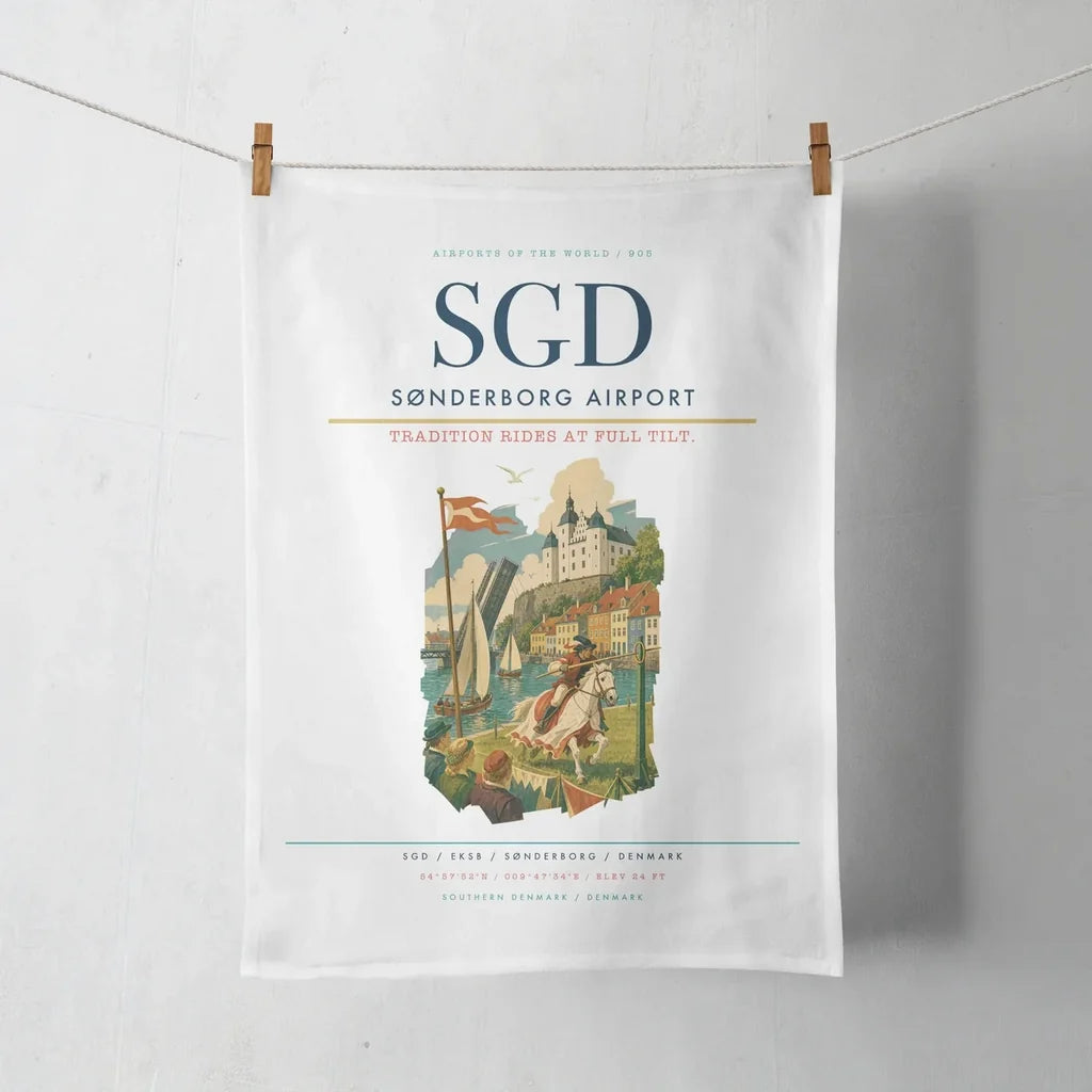 Sønderborg Airport (SGD) design on white towel