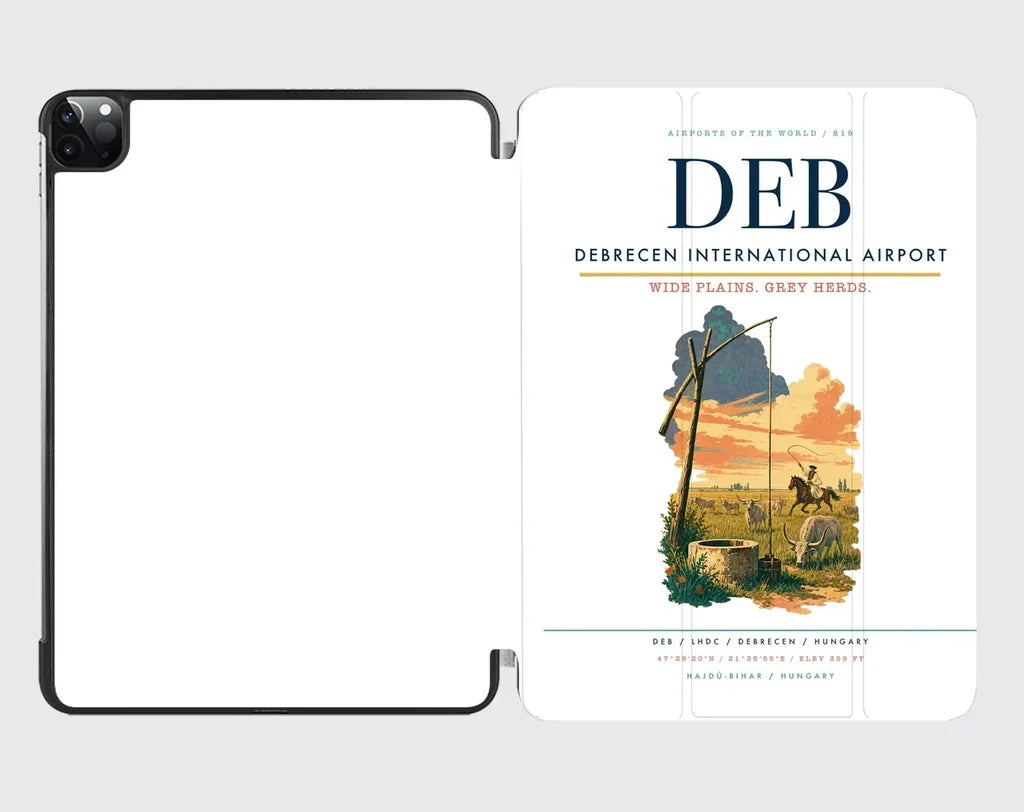 Debrecen International Airport (DEB) design on white ipad tablet case