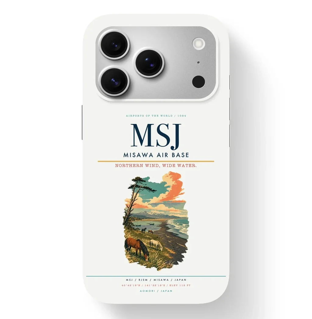 Misawa Airport (MSJ) design on white iPhone 17 Pro MagSafe case