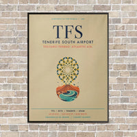 Thumbnail for Tenerife South Airport TFS vertical canvas print - framed - beige background