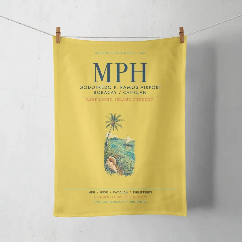 Godofredo P. Ramos Airport Boracay Caticlan (MPH) design on yellow towel