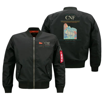 Tancredo Neves International Airport (CNF) design on black bomber jacket
