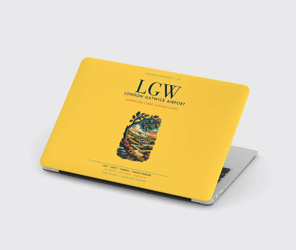 London Gatwick Airport (LGW) design on yellow MacBook case
