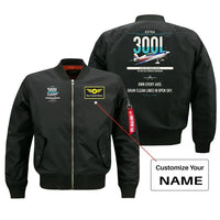 Thumbnail for Extra 300L design on black+name bomber jacket, double-side print
