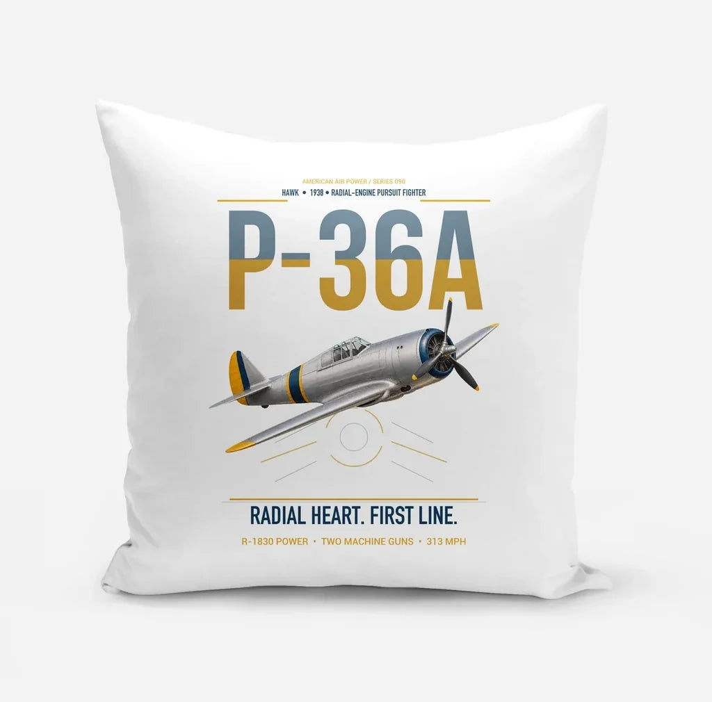 P-36A Hawk design on white pillow