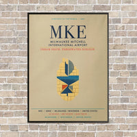 Thumbnail for Milwaukee Mitchell International Airport MKE vertical canvas print - framed - beige background