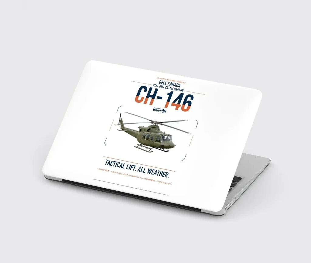 Bell Canada CH-146 Griffon design on white MacBook case
