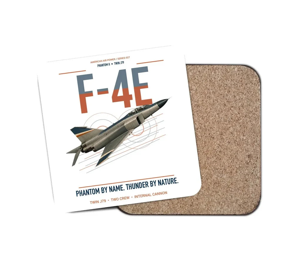 F-4E Phantom II design on white 1 piece coaster