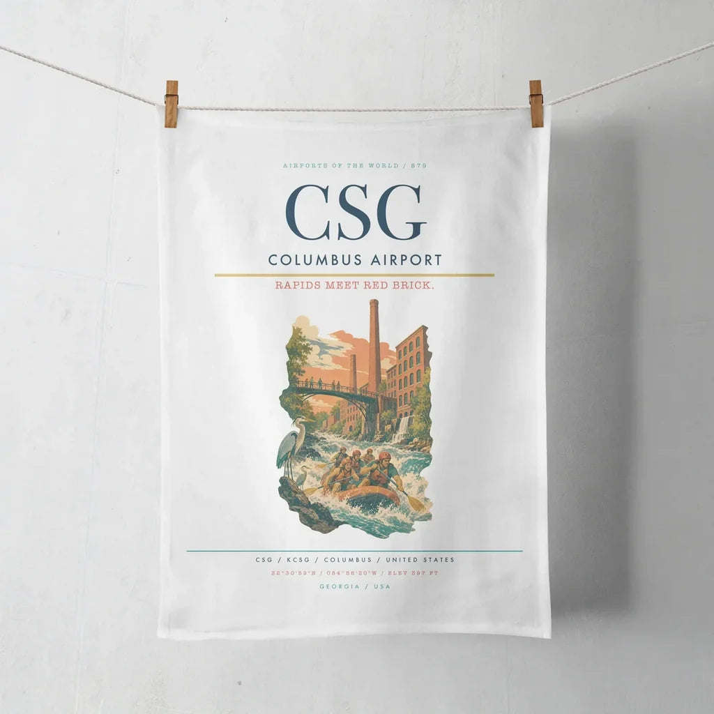 Columbus Airport (CSG) design on white towel