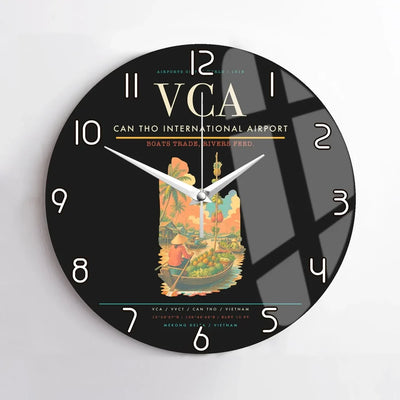 Can Tho International Airport (VCA) design on black no frame wall clock