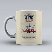 Thumbnail for Airbus H175 design on beige ceramic mug, double-side print