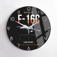 Thumbnail for F-16C Block 50 Clear The Way design on black no frame wall clock