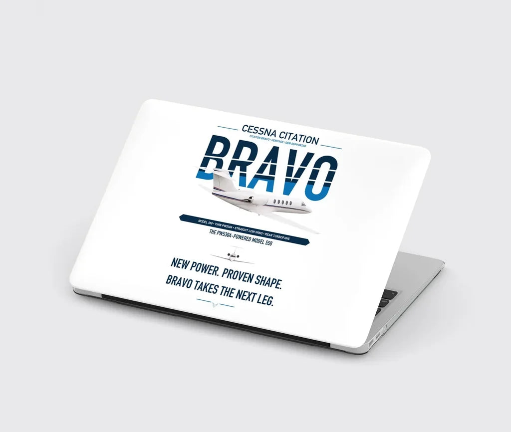 Cessna Citation Bravo design on white MacBook case
