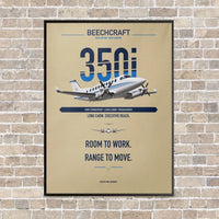 Thumbnail for Beechcraft King Air 350i vertical canvas print - framed - beige background