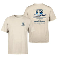 Thumbnail for Beechcraft Baron G58 design on beige t-shirt, double-side print