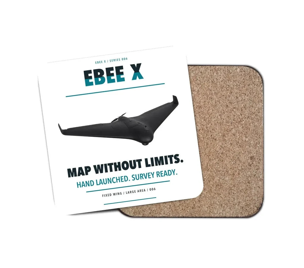 AgEagle eBee X design on white 1 piece coaster
