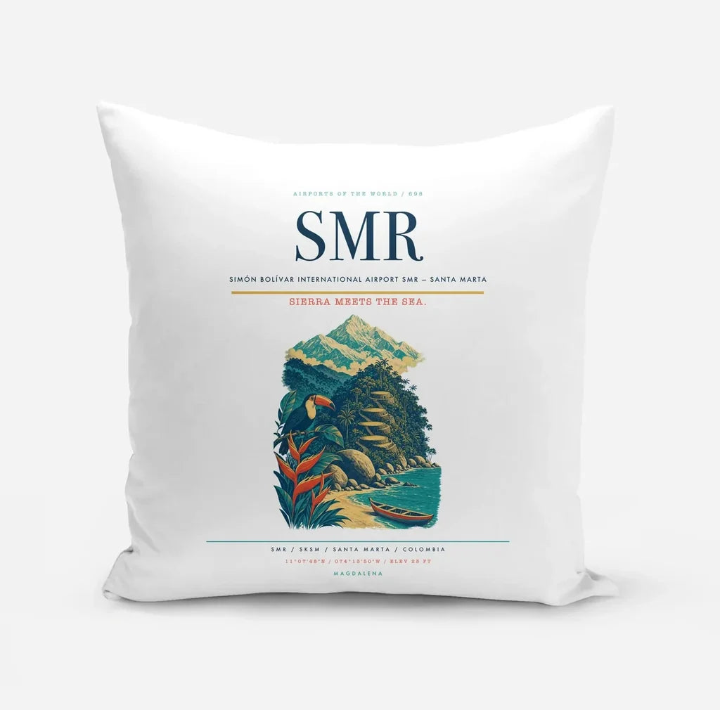 Simón Bolívar International Airport (SMR) design on white pillow
