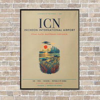 Thumbnail for Incheon International Airport ICN vertical canvas print - framed - beige background