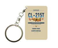 Thumbnail for Canadair CL-215T design on beige designed key chain, double-side print