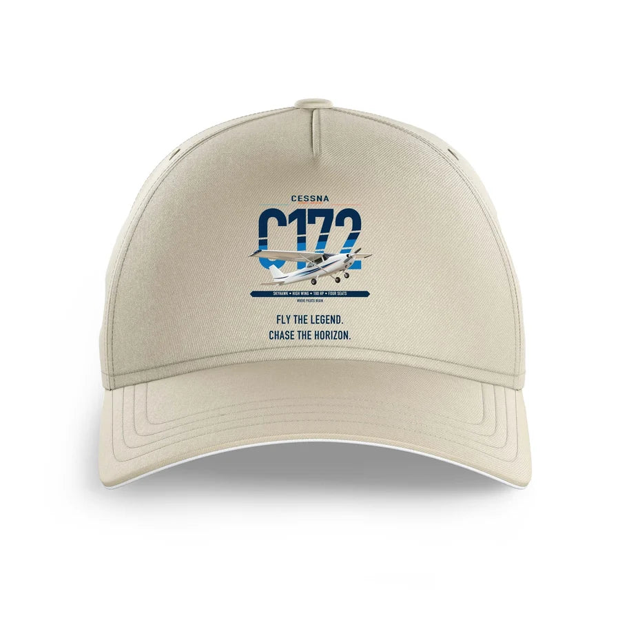 Cessna 172 Skyhawk design on beige printed hat
