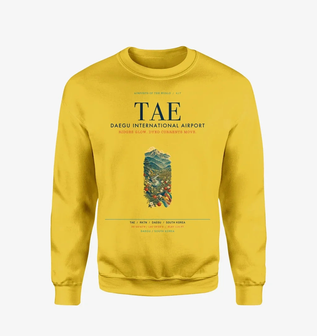 Daegu International Airport (TAE) design on yellow sweatshirt