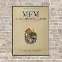 Thumbnail for Macau International Airport MFM vertical canvas print - framed - beige background