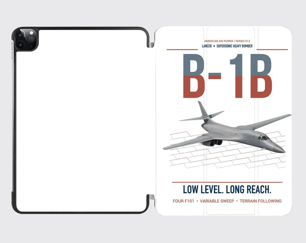 B-1B Lancer design on white ipad tablet case
