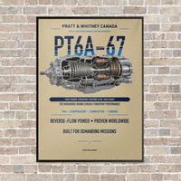 Thumbnail for PT6A-67 vertical canvas print - framed - beige background