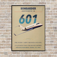 Thumbnail for Bombardier Challenger 601 vertical canvas print - framed - beige background